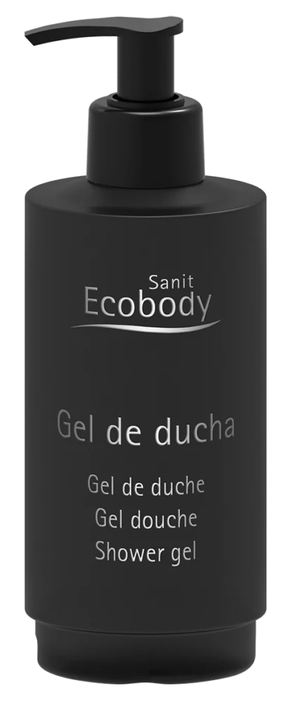 Imagen de producto Sanit ECOBODY LB (Línea Black) de la página de destino Línea Black Amenities.