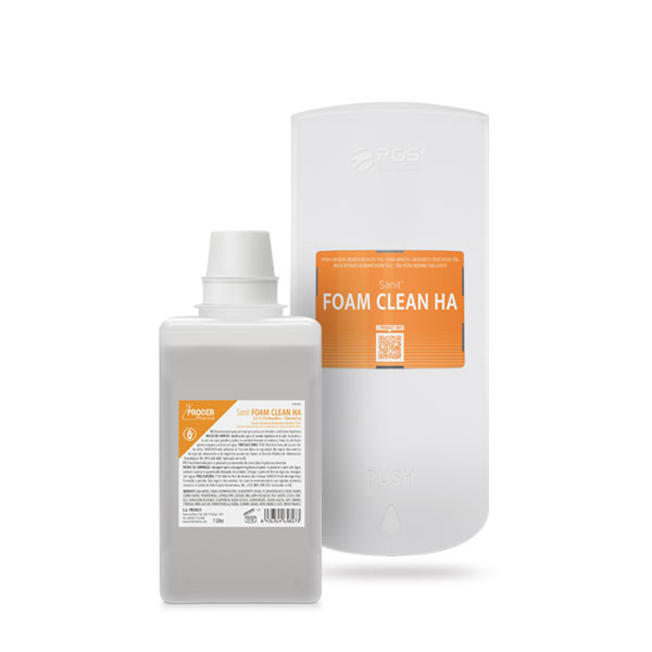 Dispensador PGS 1000 con producto Sanit Foam Clean HA.