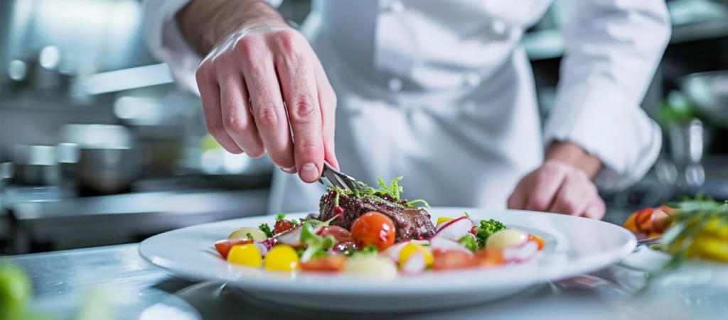 Hombre manipula alimento con las manos. Iamegn de refuerzo para entrada de Higiene de manos en restauración.