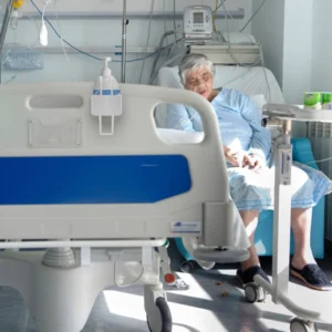 Sample image with PGS 500 BED support installed in hospital room.