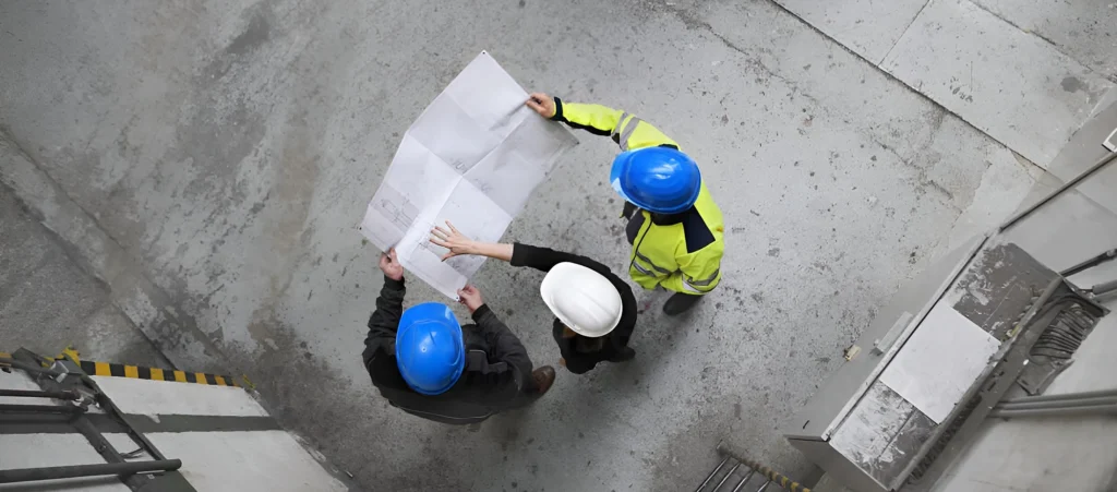 Trabajadores en el sector industrial de la construcción para el blog sobre la dermatitis atópica en la indutria